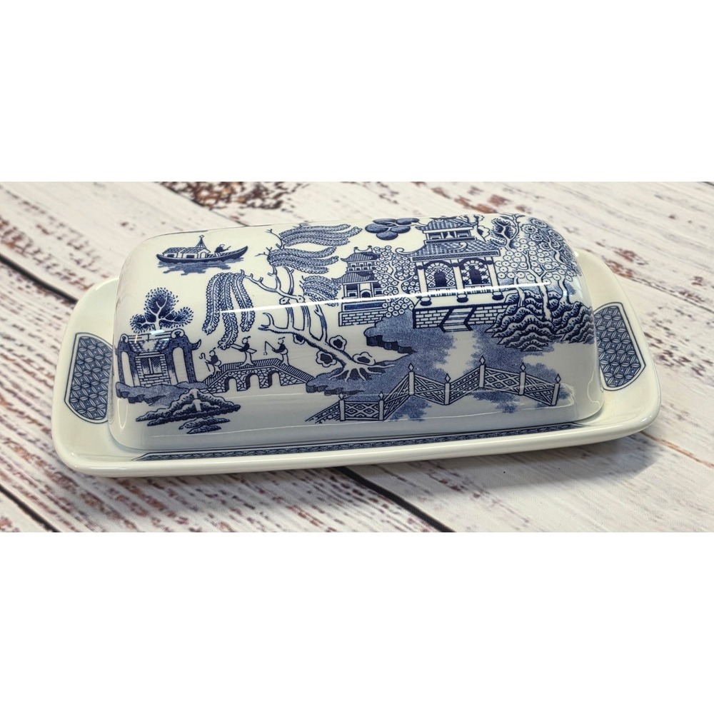 Churchill Butter Dish Blue Excellent Blue Willow Fine China England